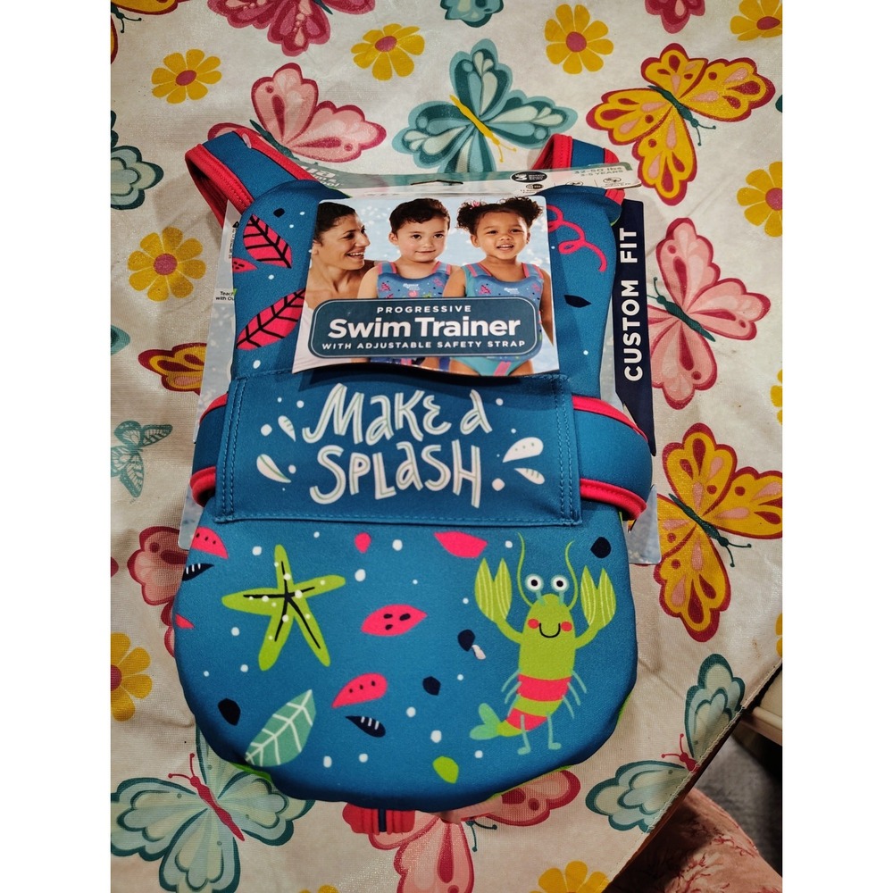 Progressive Swim Trainer Kids Life Jacket Vest Blue Lobster 33-55 lbs Ages 2-6